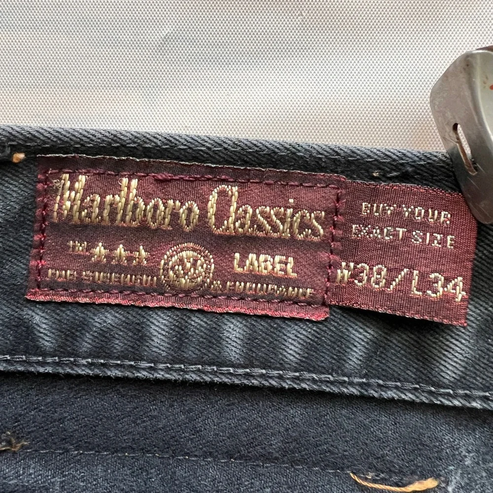 Marlboro Classic Jeans Vintage 90s denim buttons fly Grey Stone Wash W38 L34